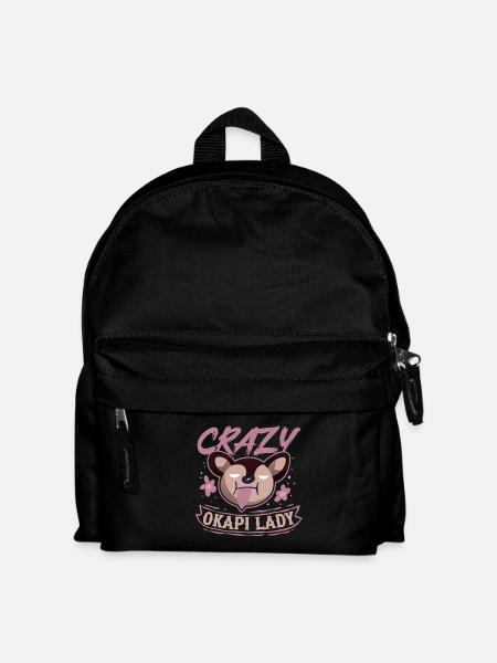 Crazy Okapi Lady - Kinder Rucksack - Schwarz