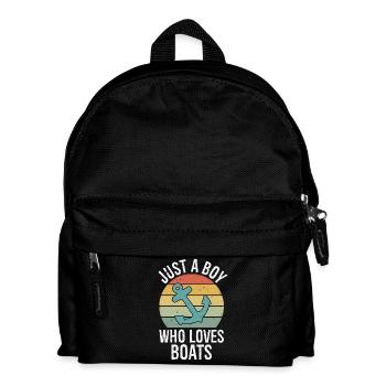Just a Boy Who Loves Boats Retro Boys Bday Boat - Kinder Rucksack - Schwarz - Vorne