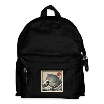 Monstre chat kaiju dans la mer de vagues japonaise - Sac à dos Enfant - noir - Devant