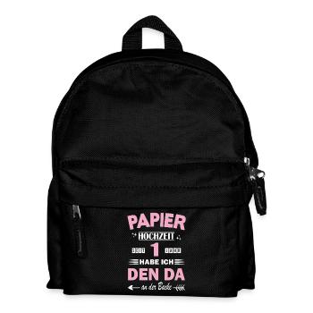 1er anniversaire de mariage Mariage Mariage papier Mariage 1 an - Sac à dos Enfant - noir - Devant
