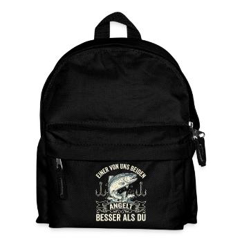 Better Angler Saying – Funny Fishing Shirt - Kids' Backpack - black - Front