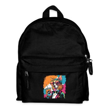 Po Art Dog with Drink Colorful Comic Design - Kids' Backpack - black - Front