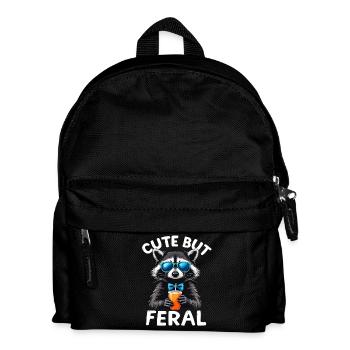 Süßer Waschbär mit Drink und Fliege - Kinder Rucksack - Schwarz - Vorne