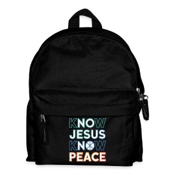 Know Jesus Know Peace Typography - Kids' Backpack - black - Front