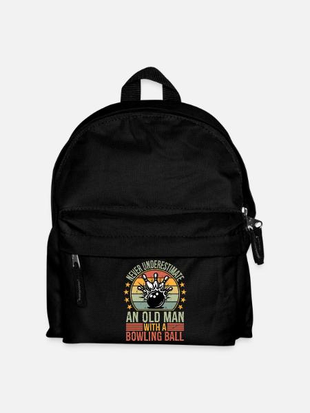 Never Underestimate Old Man Bowling Ball Bowler - Kids' Backpack - black
