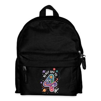 Departure into space 4th birthday children's birthday party - Kids' Backpack - black - Front