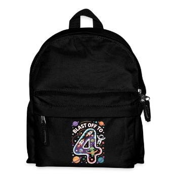 Departure into space 4th birthday children's birthday party - Kids' Backpack - black - Front