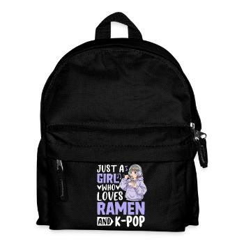 Just A Girl Who Loves Ramen And K-Pop - Kinder Rucksack - Schwarz - Vorne