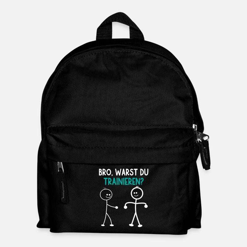 Strichmännchen WARST DU TRAINIEREN LUSTIG - Kinder Rucksack - Schwarz