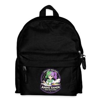 Just a Girl: Anime Ramen Sketching - Kids' Backpack - black - Front