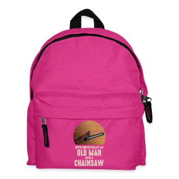 Old man with chainsaw - Kids' Backpack - fuchsia - Front