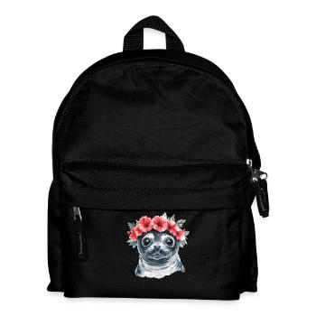 Blumenkranz Seehund - Kinder Rucksack - Schwarz - Vorne