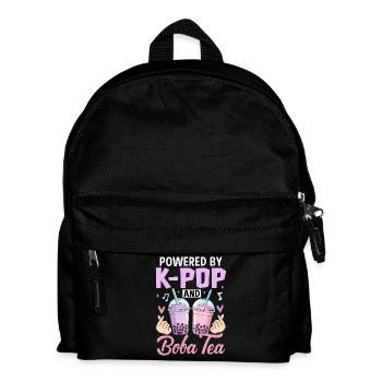 Powered By K Pop And Boba Tea - Kinder Rucksack - Schwarz - Vorne