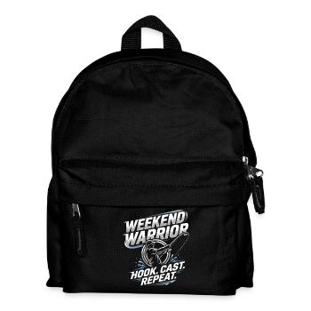 Weekend Warrior Hook Cast Repeat Angler Saying - Kids' Backpack - black - Front