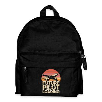  Future Pilot Loading Flugzeug Retro - Kinder Rucksack - Schwarz - Vorne