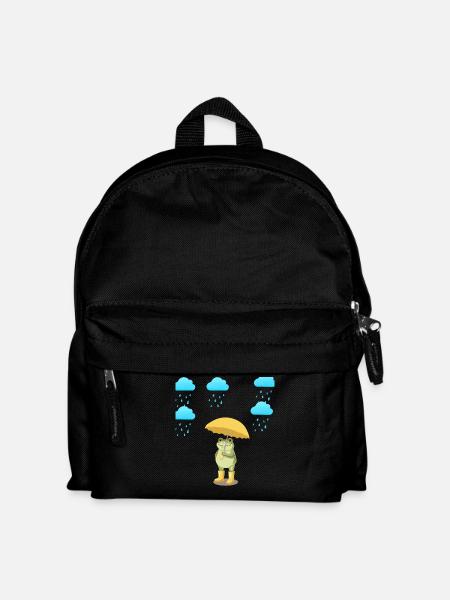 Frog with umbrella in the rain - Kids' Backpack - black