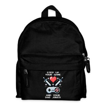 Level Up & Dad Jokes | Bonus Dad Patchwork - Kids' Backpack - black - Front