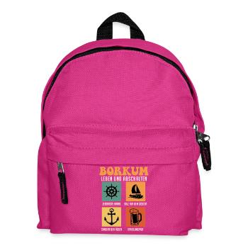 Nordsee BORKUM LEBEN UND ABSCHALTEN Retro Lustig - Kinder Rucksack - Fuchsia - Vorne