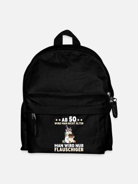 50. Geburtstag Einhorn – Man wird nur flauschiger - Kinder Rucksack - Schwarz