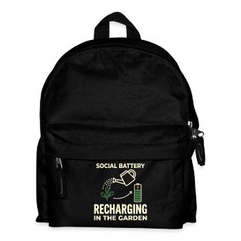 Social Battery Recharging Garden Humor - Kids' Backpack - black - Front