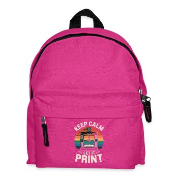 Keep Calm Let It Print 3D Printer Saying Retro - Kids' Backpack - fuchsia - Front