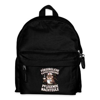  Fürsorgliche Kaffeetrinkende Pflegende Nachteule - Kinder Rucksack - Schwarz - Vorne