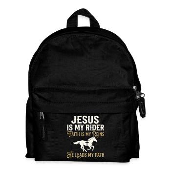 Jesus ist mein Reiter Glauben - Kinder Rucksack - Schwarz - Vorne