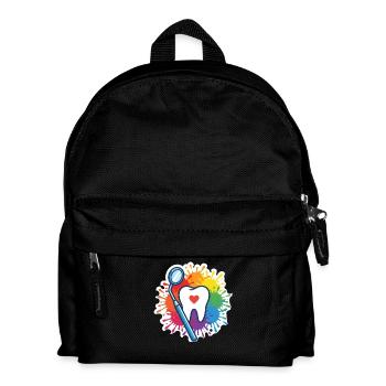 Dent colorée avec cœur et miroir dentaire - Sac à dos Enfant - noir - Devant