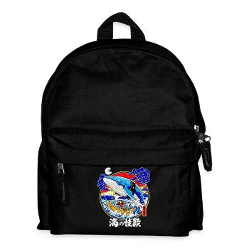 Sushi Whale Japanese Art Big Wave Fuji - Kids' Backpack - black - Front