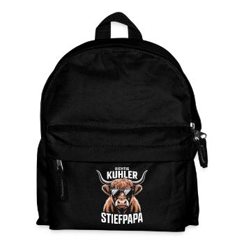 Richtig Kuhler Stiefpapa - Lustiger Kuh Wortwitz - Kinder Rucksack - Schwarz - Vorne