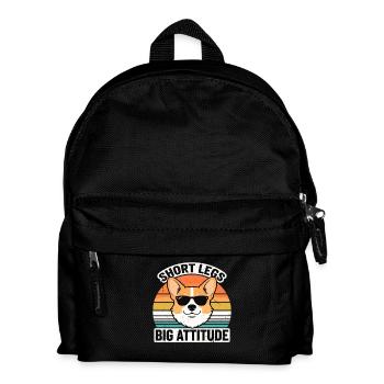 Short Legs Big Attitude Corgi Hundeliebhaber Retro - Kinder Rucksack - Schwarz - Vorne