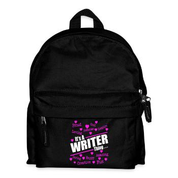 Pink Hearts Positive Inspirational Words Art Tee - Kids' Backpack - black - Front