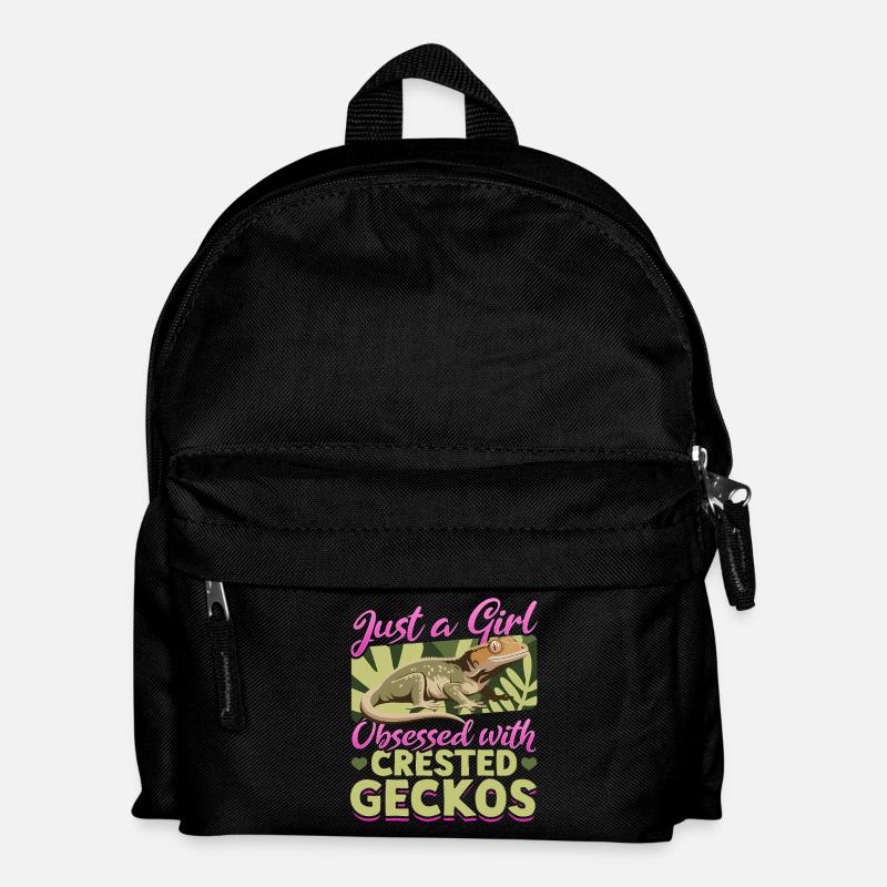Funny Reptile Crested Gecko - Kids' Backpack - black