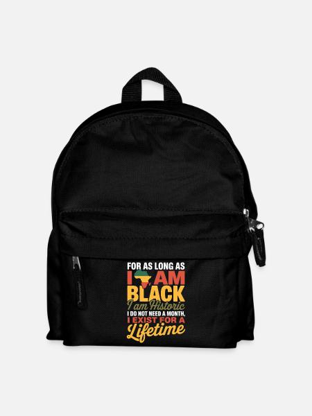 I Am Black History Lifetime Shirt, Powerful Black  - Kids' Backpack - black