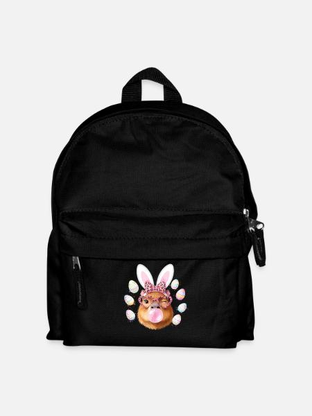 Easter Bunny Capybara with Leopard Glasses - Kids' Backpack - black