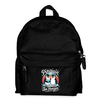 Penguin in the heart sweet penguin love for penguin - Kids' Backpack - black - Front