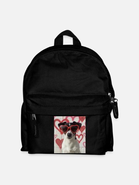 Herzbrille Hund im Graffiti Herz - Kinder Rucksack - Schwarz