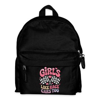 Car Racing Sayings Girl Racing Car Gift - Kids' Backpack - black - Front