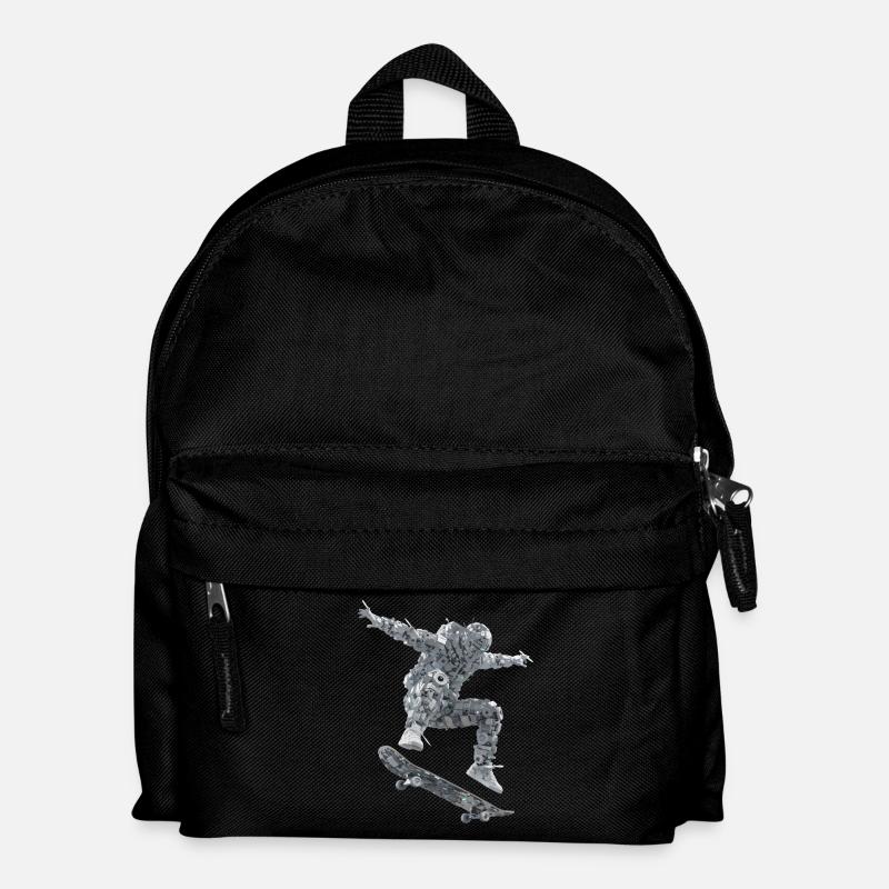 Skateboard Robot - Kids' Backpack - black