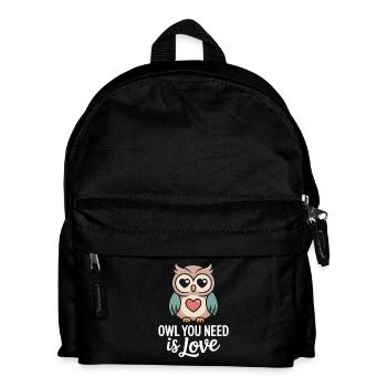 Eulen Owl You Need Is Love Eule Liebe Valentinstag - Kinder Rucksack - Schwarz - Vorne