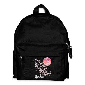 Sakura Mond mit Kirschblüten Glückssymbol - Kinder Rucksack - Schwarz - Vorne