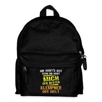 Klempner Geschenk - Kinder Rucksack - Schwarz - Vorne