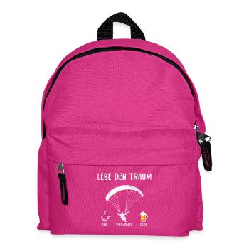 Paraglider LEBE DEN TRAUM Lustiges - Kinder Rucksack - Fuchsia - Vorne