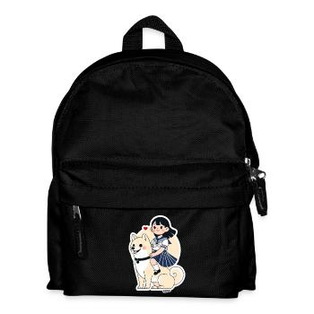 Seemannsmädchen und Shiba-Aufkleber - Kinder Rucksack - Schwarz - Vorne