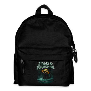 Paws & Paranormal: Schwarze Katze surft mit Geiste - Kinder Rucksack - Schwarz - Vorne
