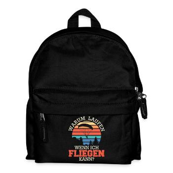 Gleitschirmfliegen WARUM LAUFEN Lustiges - Kinder Rucksack - Schwarz - Vorne