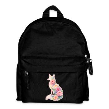 Fuchs Pastell Blumen Silhouette - Kinder Rucksack - Schwarz - Vorne