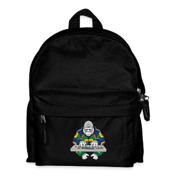Gorilla at the keyboard in neon outfit - Kids' Backpack - black - Front