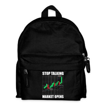 Stop talking market opens Aktienmarkt Börse Trader - Kinder Rucksack - Schwarz - Vorne