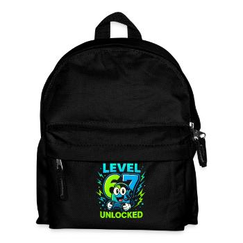 Level 67 Unlocked Six Seven Italian Brainrot Gamer - Kids' Backpack - black - Front